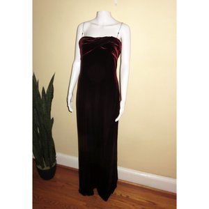 Maroon Laundry by Shelli Segal Faux Velvet Wine-Color Long Gown, Size 10 NWT